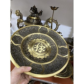 Mua mâm bồng mâm bày ngũ quả bằng đồng chữ Lộc và phúc 30cm