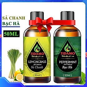 Hình ảnh Combo 2 Tinh Dầu Sả Chanh 50ML + Tinh Dầu Bạc Hà 50ML TIDAMO - Tinh Dầu Thiên Nhiên Nguyên Chất (Lemongrass + Peppermint) Giúp Thư Giãn, Đuổi Muỗi, Thơm Phòng và Nâng Cao Sức Khỏe - Thích Hợp Dùng Với Máy Xông Tinh Dầu