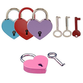 Vintage Heart Shaped Padlock With Key Tiny Suitcase Crafts Lock Set 4 Colors