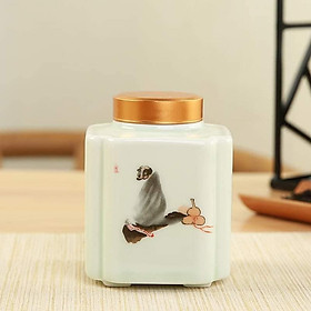 HŨ ĐỰNG TRÀ HỌA TIẾT ĐẠT MA (GIAO MẪU NGẪU NHIÊN)