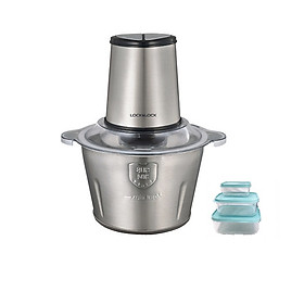 Máy Xay Thịt Cối Inox Lock&Lock EJM172 (2 lít) Tặng Kèm Bộ 3 Hộp Nhựa - Hàng Chính Hãng