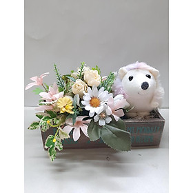 Hộp nhím đáng yêu bên vườn hoa