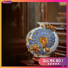 Mua Bình hút lộc  lọ hoa hút tài lộc vinh hoa phú quý gốm sứ bát tràng 22cm màu trắng