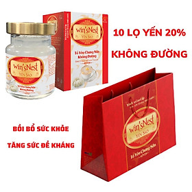 Yến Sào cao cấp win snest Tổ Yến Chưng Sẵn Không Đường 20% 70 ml lọ 10 LỌ