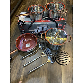 Mua Bộ Nồi Inox Đức 12 Chi Tiết Kaisa Villa - Bộ Nồi Dùng Cho Mọi Loại Bếp ( Bếp Từ  Bếp Hồng Ngoại  Bếp Ga