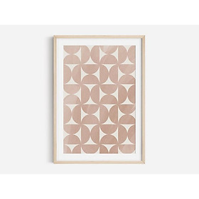 Tranh in cao cấp | Tranh nghệ thuật trừu tượng - Salmon Pink Neutral Abstract Art Print, Shape Abstract Art