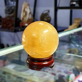 Mua Quả Cầu Phong Thủy Canxit Vàng Thiên Nhiên ĐK:7 2cm - Hợp Mệnh Kim Thổ - QCCX1008