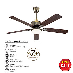 Mua Siêu Sales QUẠT TRẦN AZP- 5 CÁNH GỖ  CÔNG XUẤT 70W  CÓ REMOTE- Hàng Nhập Khẩu