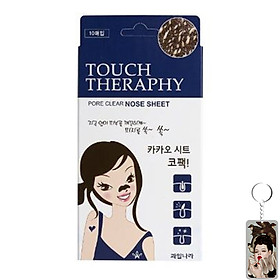 Hộp 10 miếng lột mụn mũi Touch Therapy Cacao pure Clear Nose pack tặng kèm móc khóa