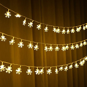 Dây đèn Led Bông Tuyết Trang Trí 3m 20 Bông Tuyết Chạy Pin AA