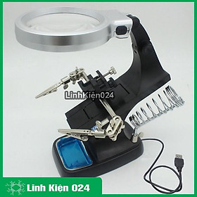 Kính Lúp Hàn Mạch Để Bàn Đa Năng TH-7023 3X/4.5X Quay 360 Độ (Có Đèn)