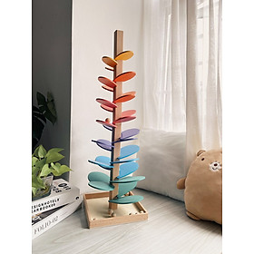  Giáo cụ Montessori cho bé 1-3 tuổi Tháp Cầu Vồng Thả bóng gỗ Sound Rainbow Tree