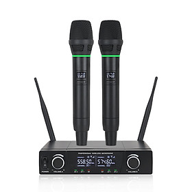 XTUGA U1003 Dual Channel Wireless Handheld Microphone up to 50m Receive,Super Cardioid UHF Microphone system for Karaoke,Party,Wedding