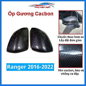 Ốp gương Ranger 2016-2017-2018-2019-2020-2021-2022 vân Cacbon bảo vệ chống trầy trang trí làm đẹp xe
