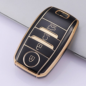Combo móc khóa+Ốp chìa khóa TPU Silicon Mạ Inox xe ô tô 4 nút  KIA SELTOS, SPORTAGE, SORENTO cao cấp