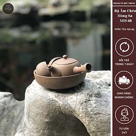 Mua AHS 60 Bộ Ấm Chén Trà Đạo Nhị Ẩm Đường Vũ Hồng Sa Bát Tràng Dáng Đường Vũ Dung Tích 100 Ml (Bộ Ấm Chén)