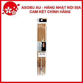Set 3 đôi đũa gỗ 22,5cm loại mỏng họa tiết trơn nội địa Nhật Bản