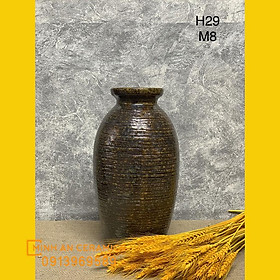 Mua Bình hoa lọ hoa men mộc dáng bom quả dưa gốm Minh An Bát tràng cao 29cm