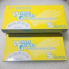 Mua Combo 2 hộp bao tay Detoco SIZE S chế biến thực phẩm  dược phẩm  y tế  nhựa CPE 100 cái/hộp.