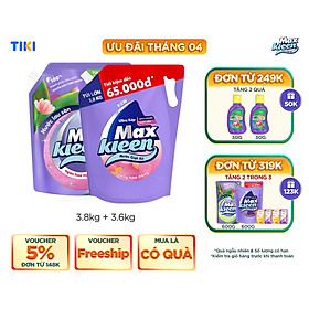 Combo Túi Nước Lau Sàn 3.6kg Ngàn hoa ngọt ngào + Túi Nước Giặt Xả MaxKleen 3.8kg Hoa Nắng