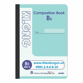 Sổ may dán gáy B5 - 200 trang; Klong 318 bìa xanh