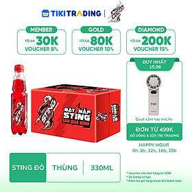 Thùng 24 Chai Nước Tăng Lực Sting Đỏ Dâu (330ml/Chai)