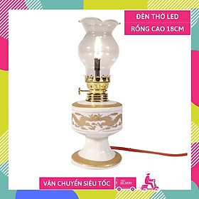 Mua Đèn thờ điện led cúng truyền thống trụ tròn vàng cung đình 18cm sáng rực rỡ - Có dây + bóng sẵn