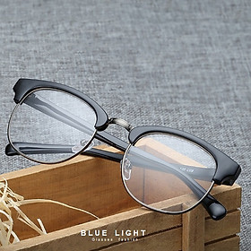 Kính Giả Cận, Gọng Kính Cận Nam Nữ Tròn Full Đen Clubmaster Không Độ Hàn Quốc - BLUE LIGHT SHOP
