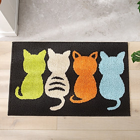 Mua Thảm Lau Chân Cotton Len Sợi Siêu Thấm Hình Mèo Ovan