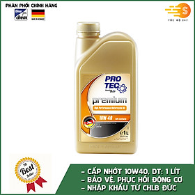 Dầu nhớt tổng hợp động cơ cho xe số, xe máy phân khối lớn, xe côn tay Pro-tec Premium Bluechem 10W40 PT-10W40-MA1L 1lít - Phù hợp cho xe chạy xa, chạy phượt, leo dốc giúp máy bốc, chạy êm xe mát máy