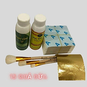 Combo 15 quả dừa lá vàng A nhật kèm đủ keo, phủ bảo vệ và chổi vẽ