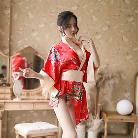 Q41 Váy ngủ cosplay lụa phong cách nhật cao cấp  - Đầm ngủ nữ cosplay sexy gợi cảm - Đồ ngủ cosplay - Đồ ngủ nữ mạc nhà - Freesize (45kg - 58kg ) - Đỏ