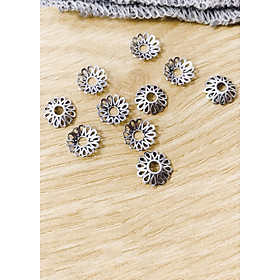 Combo 10 cái charm bạc chụp hạt, bọc hạt họa tiết hoa văn giọt nước - Ngọc Quý Gemstones