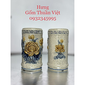 Lọ Đựng Hương, Ống Cắm Hương Rồng, Sen Thờ Cúng men rạn Bát Tràng do Nghệ Nghệ Nhân chế tác cẩn thận tỷ mỉ