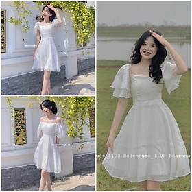 Đầm Baby Doll Bánh Bèo Vai Phồng 2 Lớp Chất Voan mềm, Váy Công Chúa Chụp Kỷ Yếu, Đi Chơi, Dự Tiệc Bồng Xinh