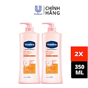 Combo 2 Sữa dưỡng thể chống nắng và dưỡng sáng SPF24 PA++VASELINE Healthy Bright Sun + Pollution Protection 350ML/chai