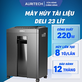 Máy Hủy Tài Liệu Deli 23 Lít ET054 Công Suất Lớn 180W Hủy Giấy Tờ Card Cho Doanh Nghiệp Văn Phòng