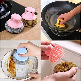 Mua Chà Cọ Xoong Nồi Bùi Nhùi Kim Loại Có Tay Cầm Nhựa Tiện Dụng (Bộ nút ghim cọ xoong nồi)