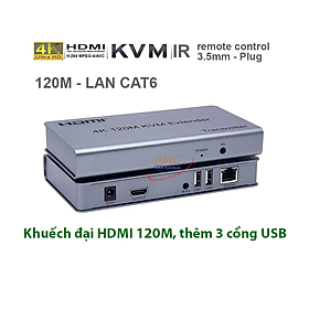 Mua HDMI to Lan - Bộ khuếch đại HDMI 120M qua cáp mạng lan Sinoamigo HDES120-KVM   thêm 3 cổng USB kết nối phím chuột - Hàng chính hãng