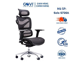 Ghế công thái học Ergonomic GOVI Solo S726A - Tựa đầu tựa tay điều chỉnh,đệm ngồi trượt trước-sau, ngả lưng từ 90-135 độ