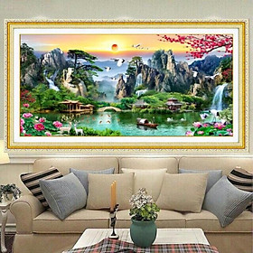 Mua Tranh đính đá Phong Cảnh Lưu Thuỷ Sinh Tài Lv437 (160x75) chưa đính