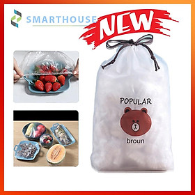 Mua Màng bọc thực phẩm đa năng có chun co giãn thông minh ( Set 100 cái tặng kèm túi gấu dễ thương)