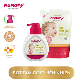 Combo 1 Chai Bọt Tắm Gội Thiên Nhiên Mamamy 400ml + 1 Túi Bổ Sung Floral