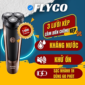 Máy Cạo Râu Flyco 3 Lưỡi Kép FS317VN Thân Máy Kháng Nước Sạc Nhanh 1 Giờ - Hàng Chính Hãng