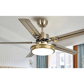 Mua Quạt trần đèn trang trí 5 cánh thép điều khiển từ xa màu vàng đồng LI-001