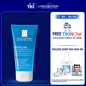 Gel rửa mặt tạo bọt làm sạch & giảm nhờn cho da dầu nhạy cảm La Roche-Posay Effaclar Purifying Foaming Gel (50ml)