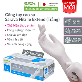 Mua Găng tay cao su Saraya Nitrile Glove Extend (Màu Trắng)  dùng trong thực phẩm  làm đẹp  y tế  công nghiệp - 200 cái/hộp