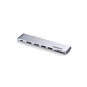 USB type C sang 2*USB 3.0+ 2xhdmi + SD&TF + sạc 100W PD thunderbolt 3 macbook Ugreen 80548 CM356 Hàng Chính Hãng