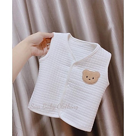 Áo gile cotton xuất hàn Gấu thêu mềm mại cho bé