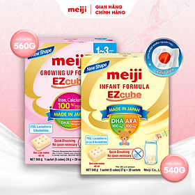 Sản Phẩm Dinh Dưỡng Công Thức Meiji Infant Formula Ezcube (540g) & Meiji Growing Up Formula Ezcube (560g)